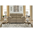 Ashley Furniture Alphons Fabric Reclining Loveseat in Light Brown