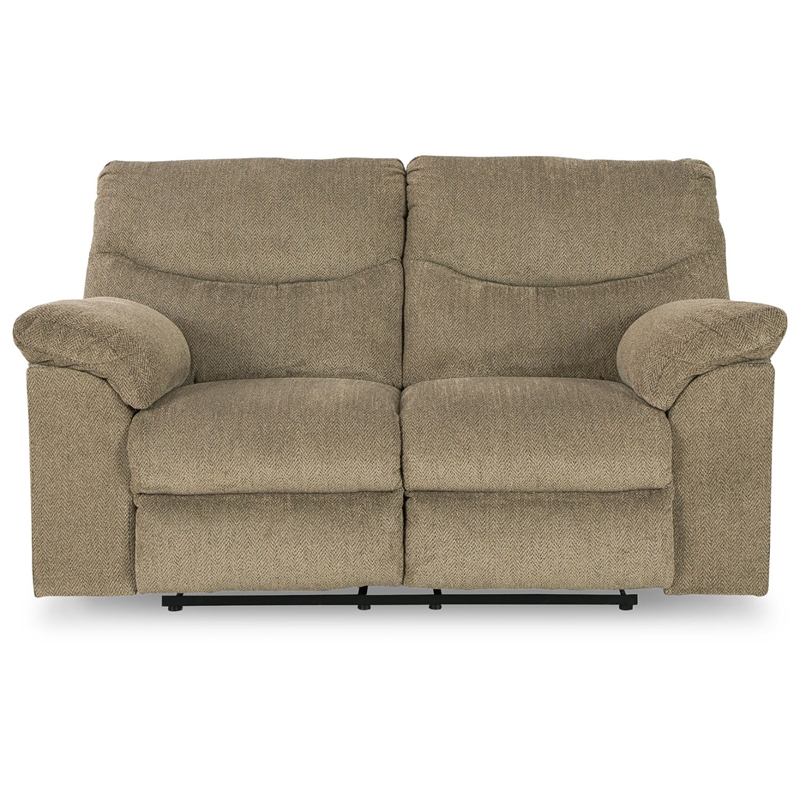 Ashley Furniture Alphons Fabric Reclining Loveseat in Light Brown