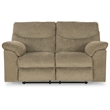 Ashley Furniture Alphons Fabric Reclining Loveseat in Light Brown