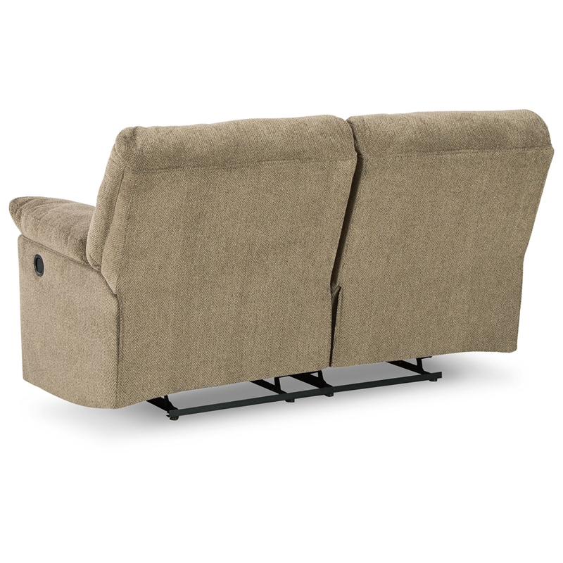 Ashley Furniture Alphons Fabric Reclining Loveseat in Light Brown