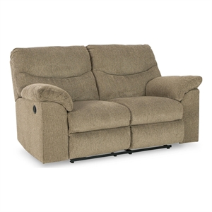 Ashley Furniture Alphons Fabric Reclining Loveseat in Light Brown