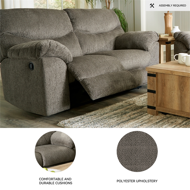 Signature Design by Ashley Alphons Fabric & Wood Reclining Loveseat in Gray