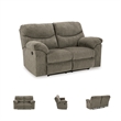 Signature Design by Ashley Alphons Fabric & Wood Reclining Loveseat in Gray