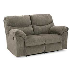 Signature Design by Ashley Alphons Fabric & Wood Reclining Loveseat in Gray