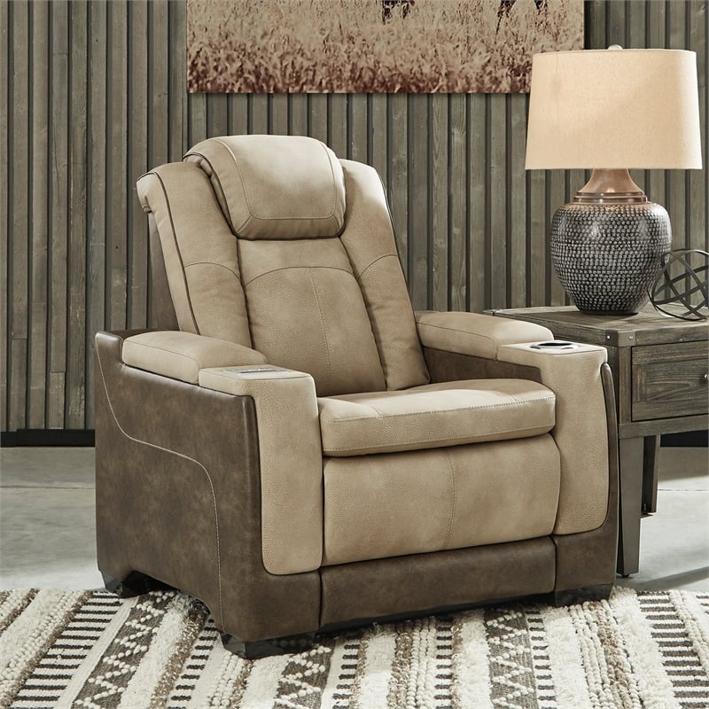 Ashley Furniture Next-Gen DuraPella Faux Leather Power Recliner in Brown