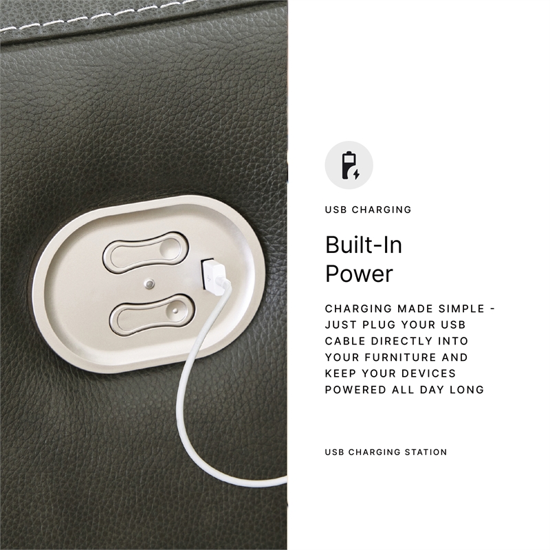 Ashley Furniture Center Line Leather Power Recliner with Headrest in Gray