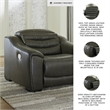 Ashley Furniture Center Line Leather Power Recliner with Headrest in Gray