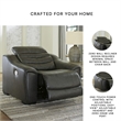 Ashley Furniture Center Line Leather Power Recliner with Headrest in Gray