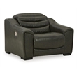 Ashley Furniture Center Line Leather Power Recliner with Headrest in Gray