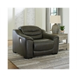 Ashley Furniture Center Line Leather Power Recliner with Headrest in Gray