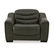Ashley Furniture Center Line Leather Power Recliner with Headrest in Gray