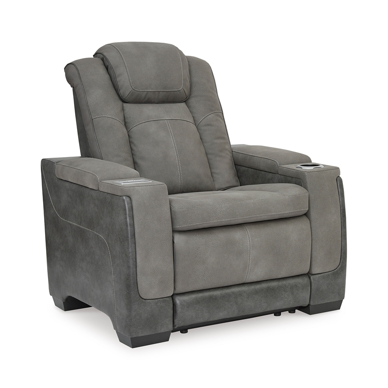 Ashley Furniture Next-Gen DuraPella Faux Leather Power Recliner in Gray