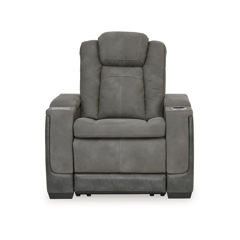 Ashley Furniture Next-Gen DuraPella Faux Leather Power Recliner in Gray