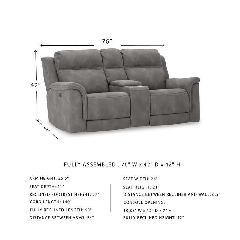 Ashley Furniture Next-Gen DuraPella Faux Leather Reclining Loveseat in Gray