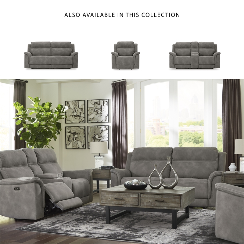 Ashley Furniture Next-Gen DuraPella Faux Leather Reclining Loveseat in Gray