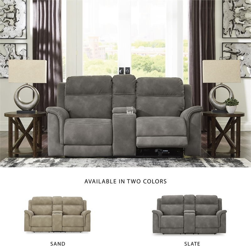Ashley Furniture Next-Gen DuraPella Faux Leather Reclining Loveseat in Gray