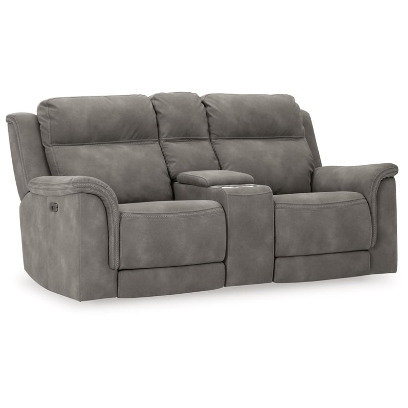 Ashley Furniture Next-Gen DuraPella Faux Leather Reclining Loveseat in Gray