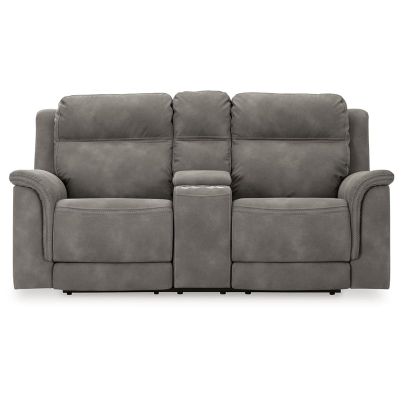 Ashley Furniture Next-Gen DuraPella Faux Leather Reclining Loveseat in Gray