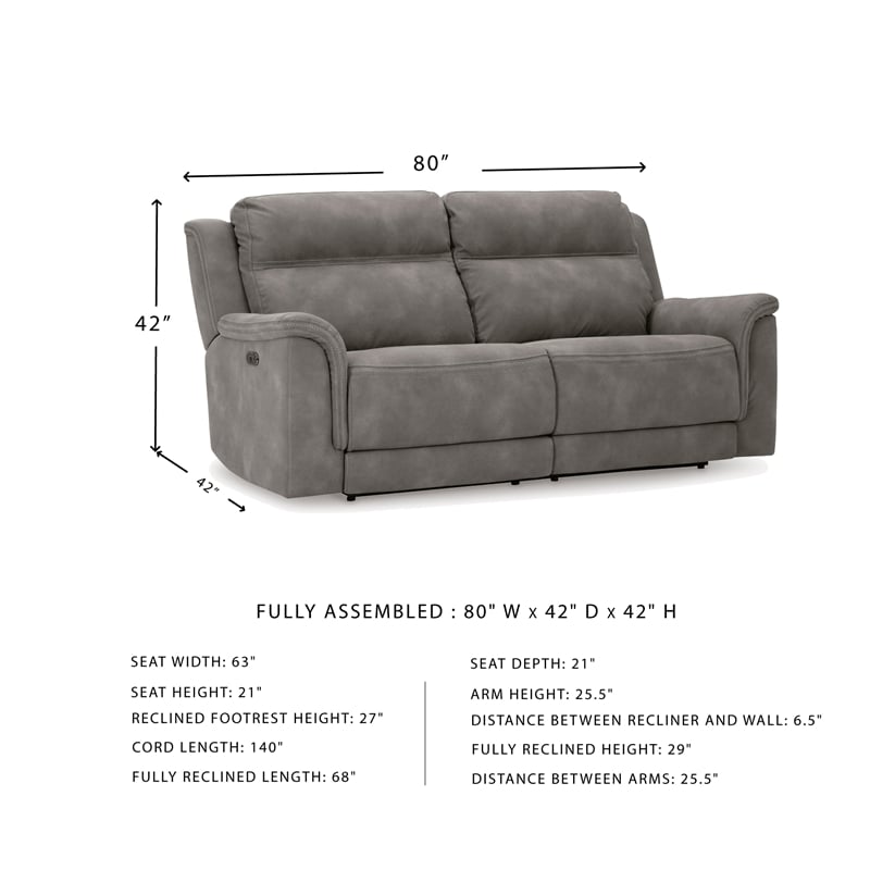 Ashley Furniture Next-Gen DuraPella 2-Seat Faux Leather Reclining Sofa in Gray