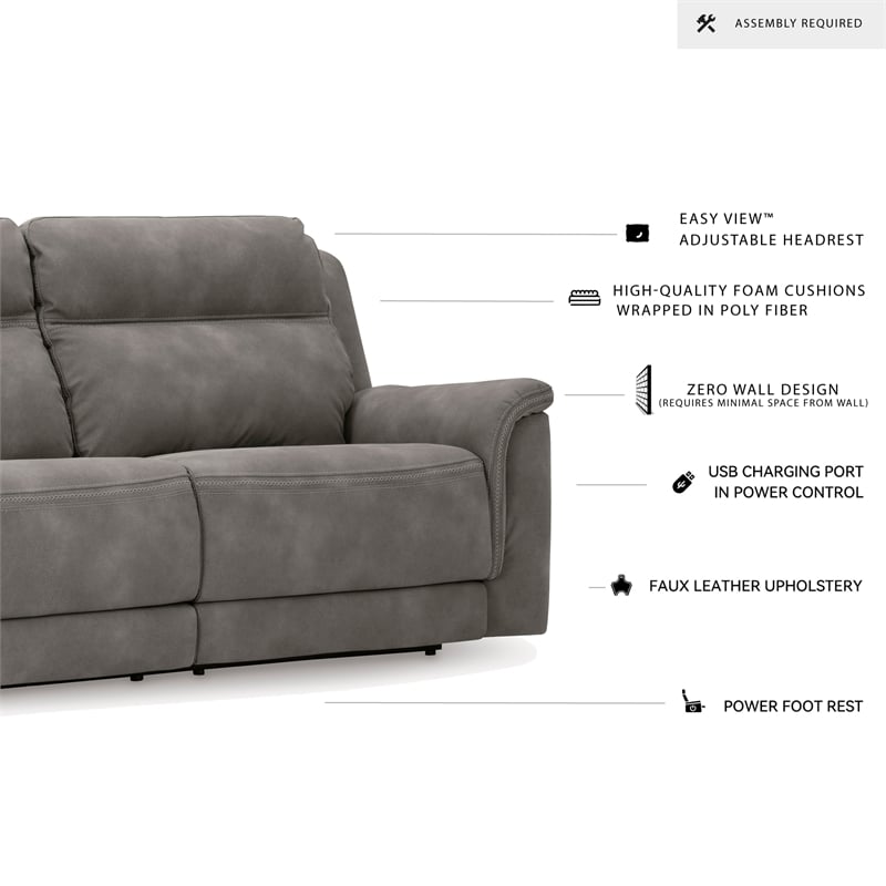 Ashley Furniture Next-Gen DuraPella 2-Seat Faux Leather Reclining Sofa in Gray