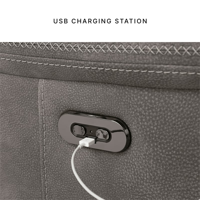 Ashley Furniture Next-Gen DuraPella 2-Seat Faux Leather Reclining Sofa in Gray