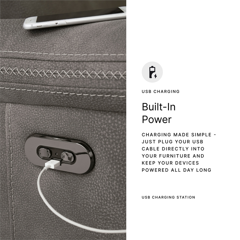 Ashley Furniture Next-Gen DuraPella 2-Seat Faux Leather Reclining Sofa in Gray