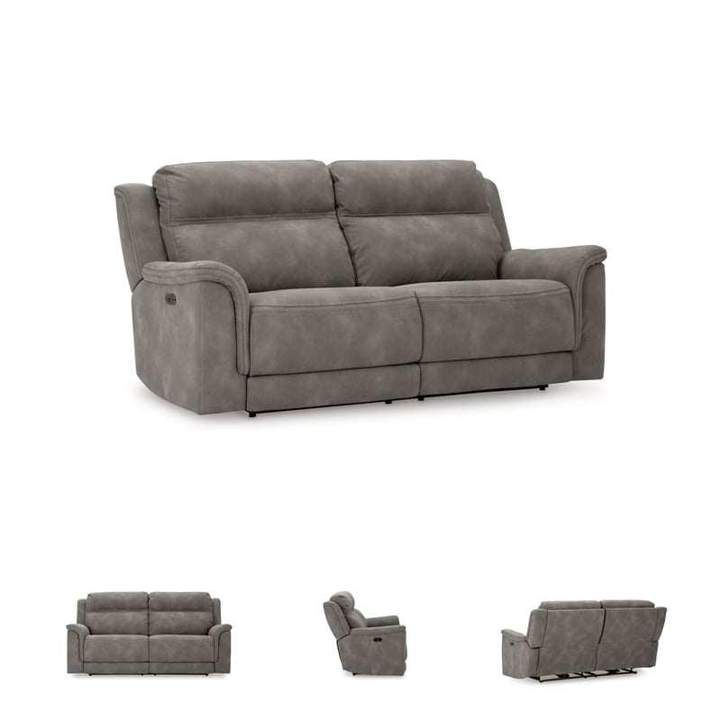 Ashley Furniture Next-Gen DuraPella 2-Seat Faux Leather Reclining Sofa in Gray