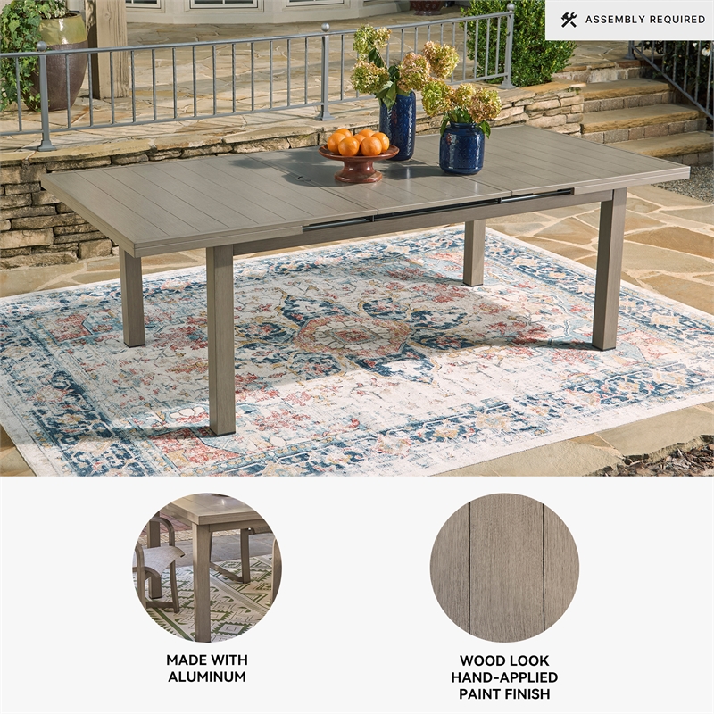 Ashley Furniture Beach Front Outdoor Rectangular Aluminum Dining Table in Brown