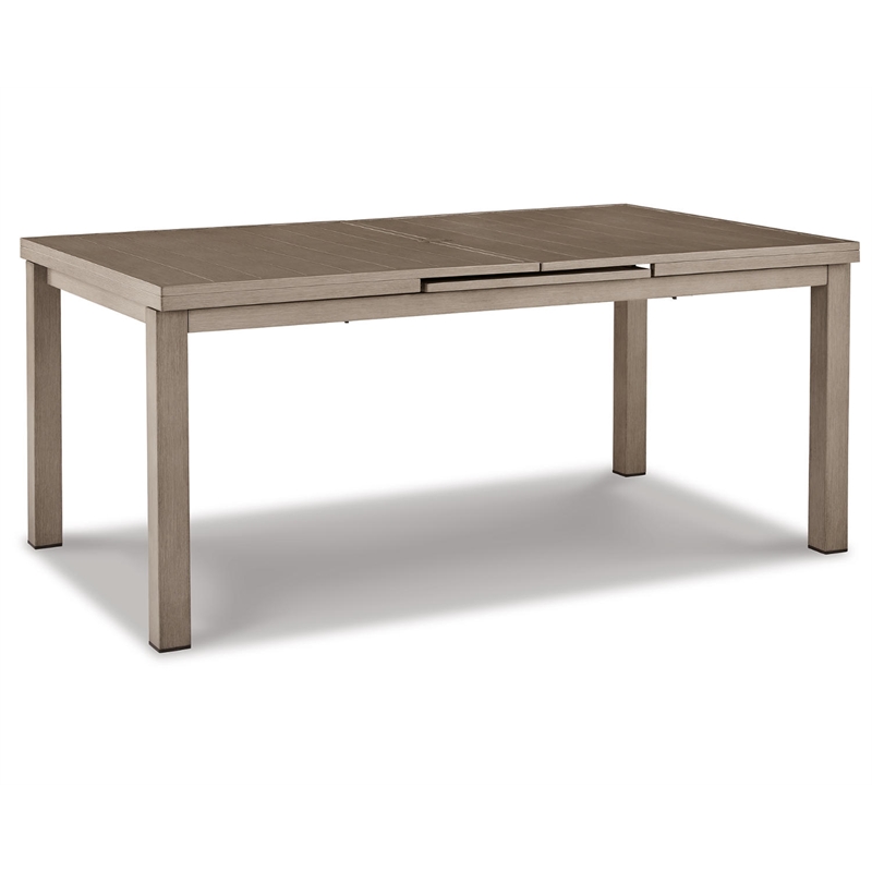Ashley Furniture Beach Front Outdoor Rectangular Aluminum Dining Table in Brown