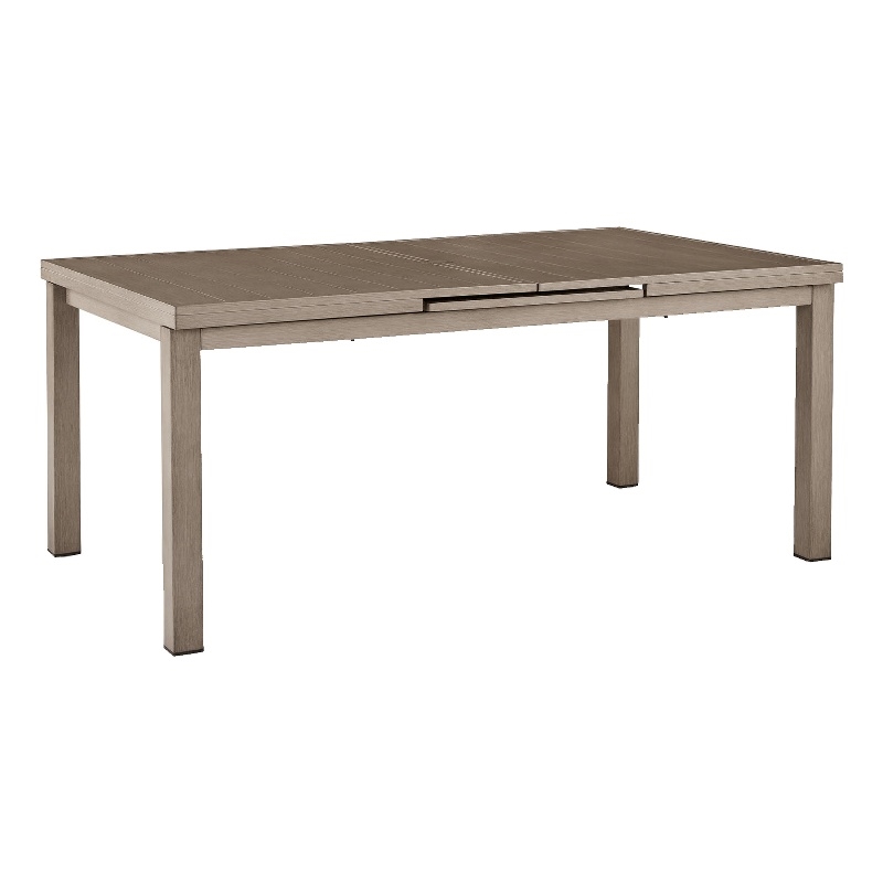 Ashley Furniture Beach Front Outdoor Rectangular Aluminum Dining Table in Brown