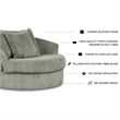 Signature Design by Ashley Lindyn Oversized Swivel Fabric Accent Chair in Gray