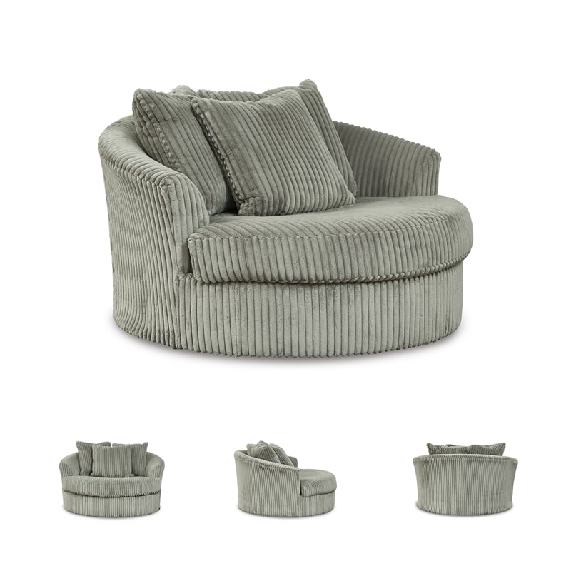 Signature Design by Ashley Lindyn Oversized Swivel Fabric Accent Chair in Gray