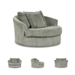 Signature Design by Ashley Lindyn Oversized Swivel Fabric Accent Chair in Gray