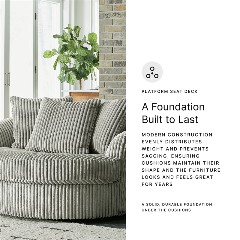 Signature Design by Ashley Lindyn Oversized Swivel Fabric Accent Chair in Gray