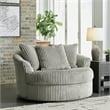 Signature Design by Ashley Lindyn Oversized Swivel Fabric Accent Chair in Gray