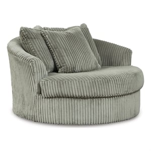 Signature Design by Ashley Lindyn Oversized Swivel Fabric Accent Chair in Gray