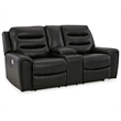 Signature Design by Ashley Warlin Faux Leather Power Reclining Loveseat in Black