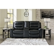 Signature Design by Ashley Warlin Faux Leather Power Reclining Loveseat in Black