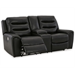 Signature Design by Ashley Warlin Faux Leather Power Reclining Loveseat in Black