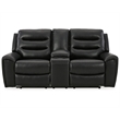 Signature Design by Ashley Warlin Faux Leather Power Reclining Loveseat in Black