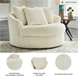 Signature Design by Ashley Lindyn Oversized Swivel Fabric Accent Chair in Ivory