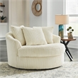Signature Design by Ashley Lindyn Oversized Swivel Fabric Accent Chair in Ivory