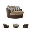Ashley Furniture Alesbury Oversized Faux Leather Swivel Accent Chair in Brown