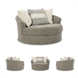 Ashley Furniture Creswell Oversized Swivel Fabric Accent Chair in Stone Gray