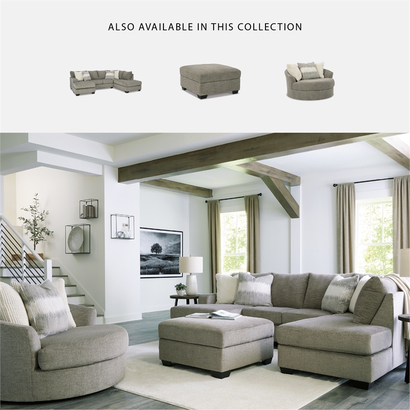 Ashley Furniture Creswell Oversized Swivel Fabric Accent Chair in Stone Gray
