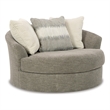 Ashley Furniture Creswell Oversized Swivel Fabric Accent Chair in Stone Gray