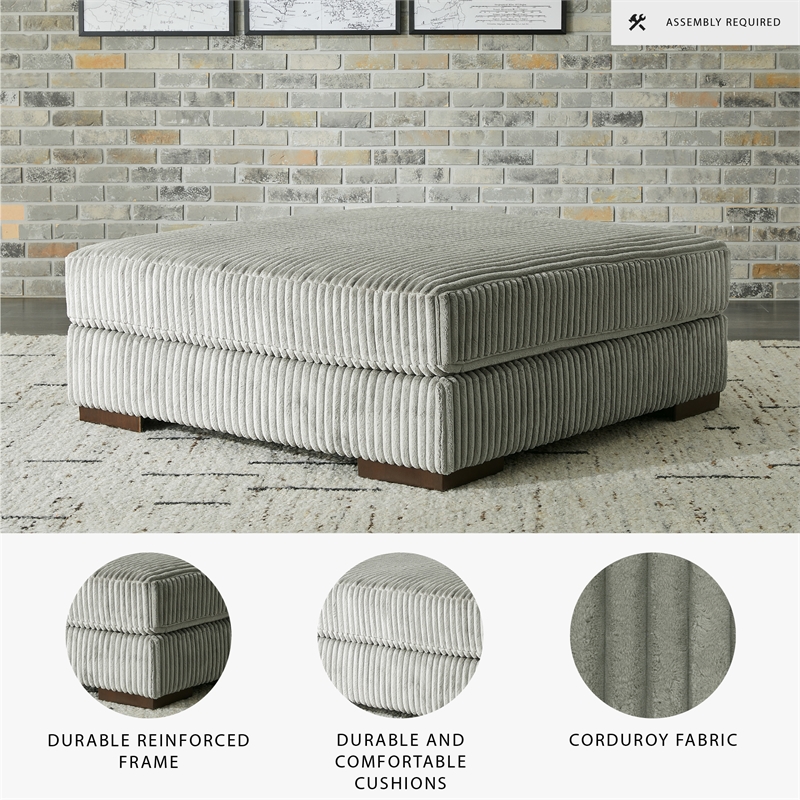 Signature Design by Ashley Lindyn Oversized Fabric Accent Ottoman in Gray