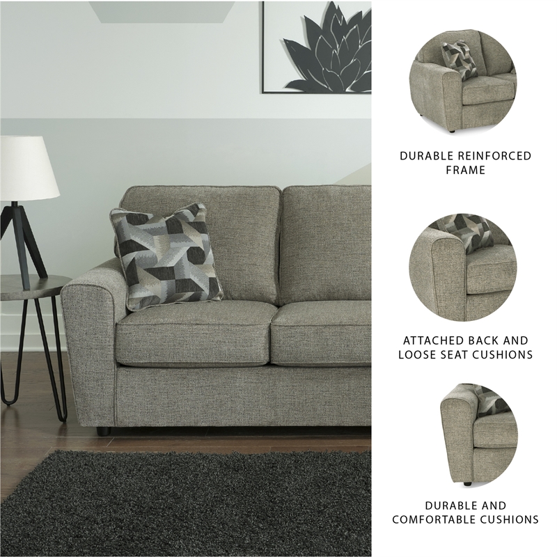Ashley Furniture Cascilla Contemporary Fabric & Wood Sofa in Light Gray