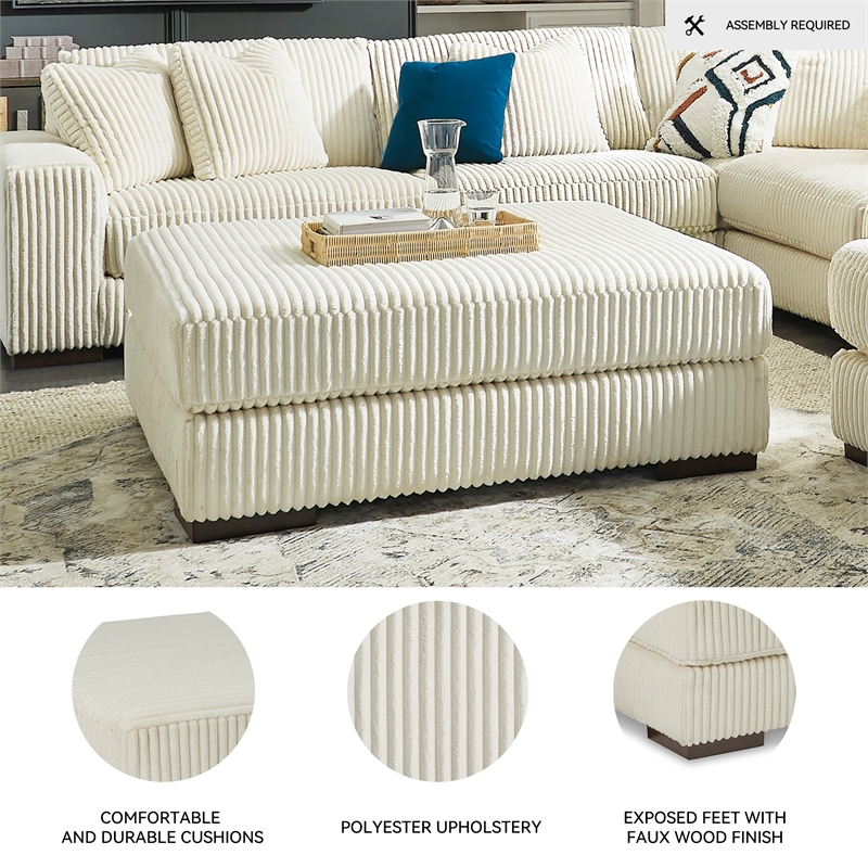 Signature Design by Ashley Lindyn Oversized Fabric Accent Ottoman in Ivory