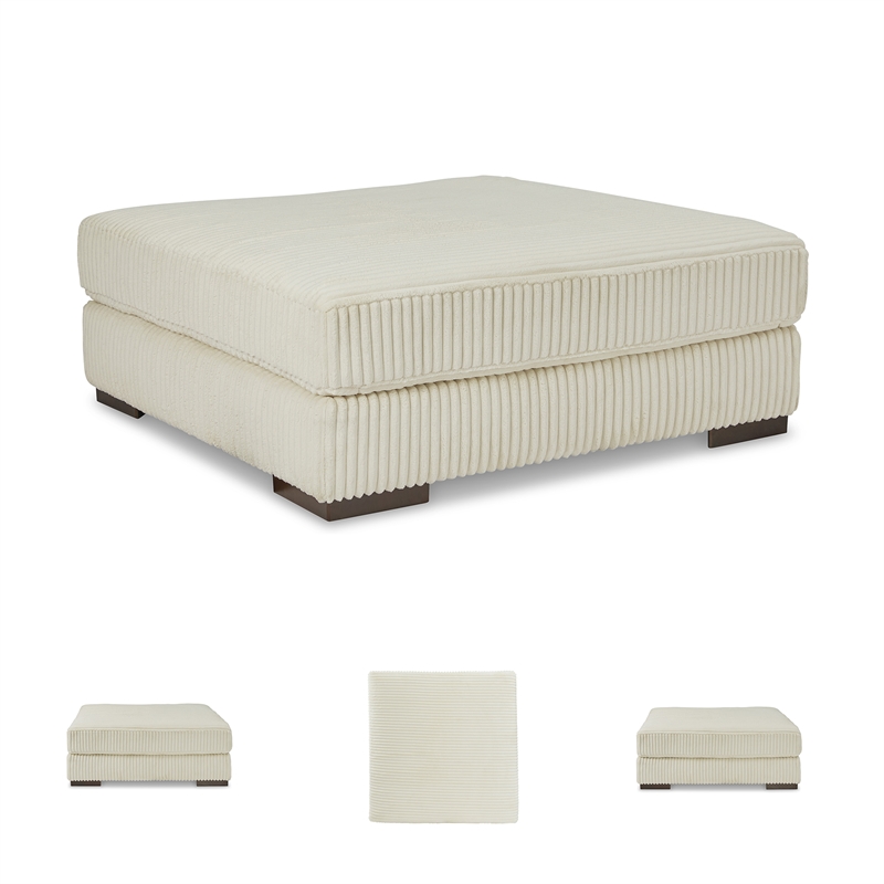 Signature Design by Ashley Lindyn Oversized Fabric Accent Ottoman in Ivory